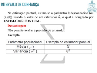 INTERVALO DE CONFIANÇA
 