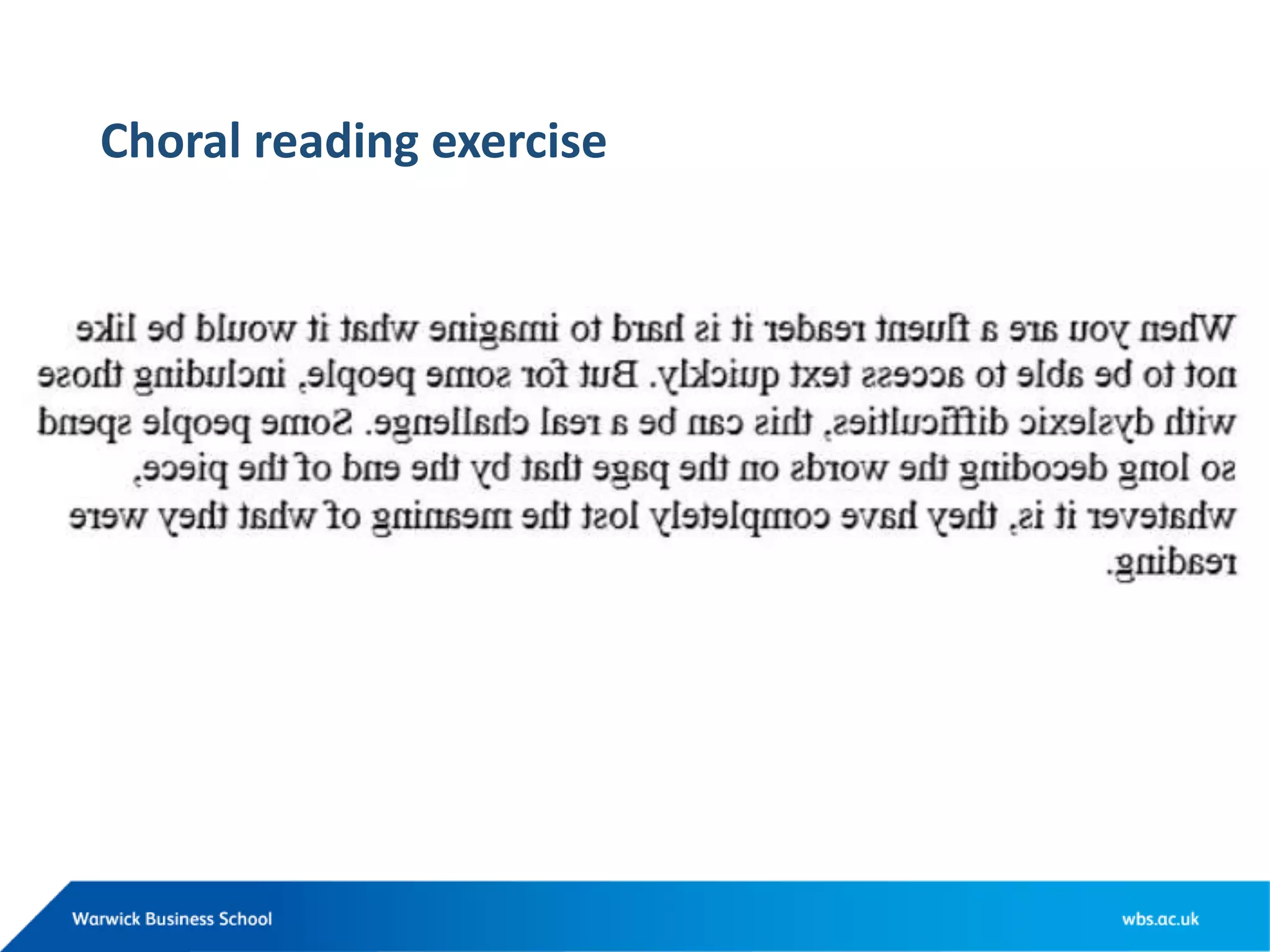 Choral reading exercise
 