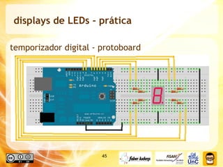 displays de LEDs - prática temporizador digital - protoboard 