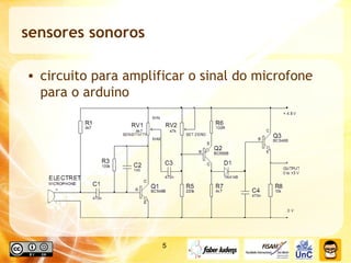 sensores sonoros circuito para amplificar o sinal do microfone para o arduino 