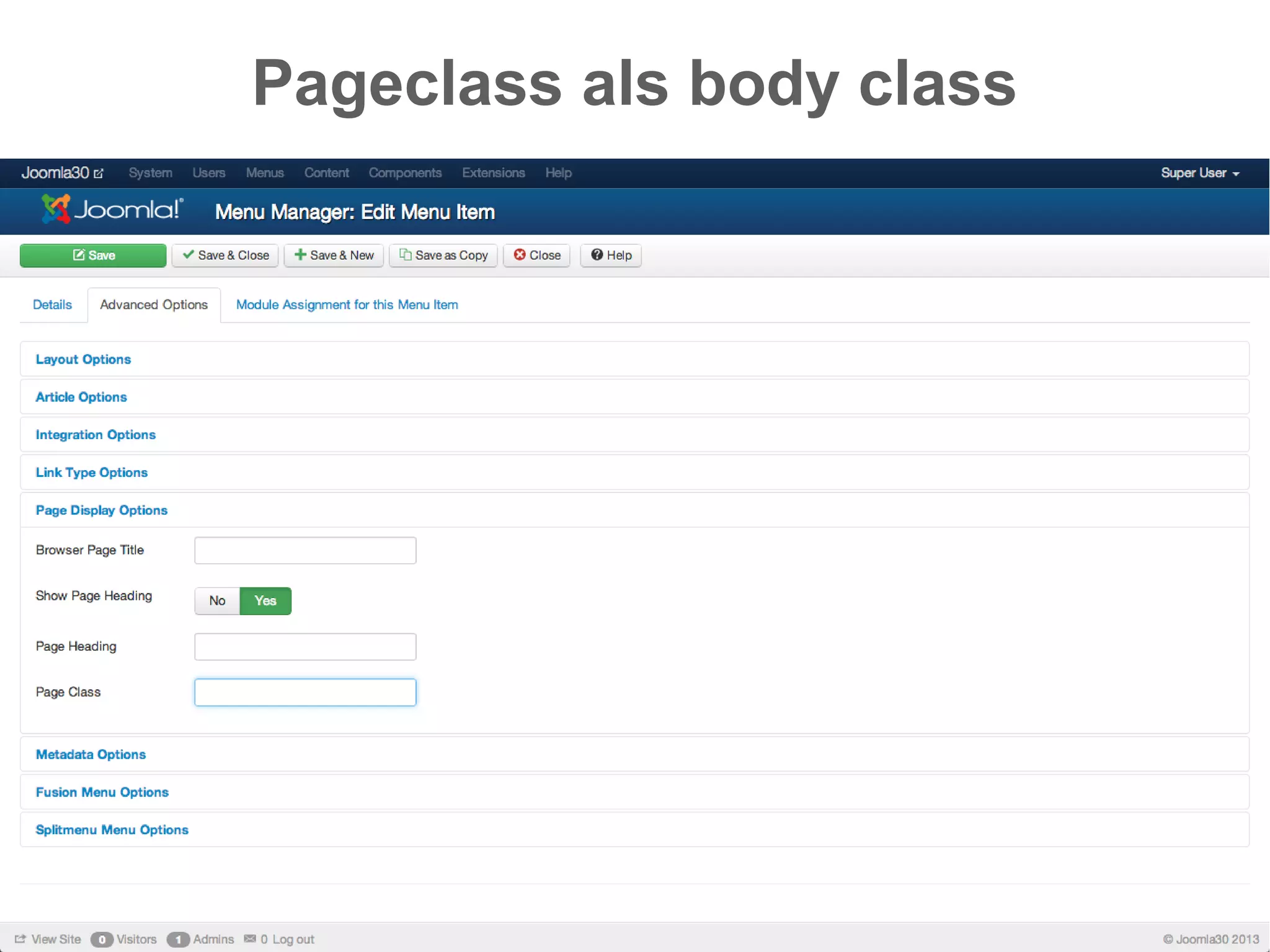 Pageclass als body class
 