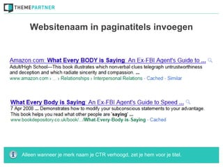 Websitenaam in paginatitels invoegen




Alleen wanneer je merk naam je CTR verhoogd, zet je hem voor je titel.
 