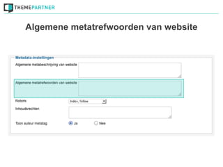 Algemene metatrefwoorden van website
 