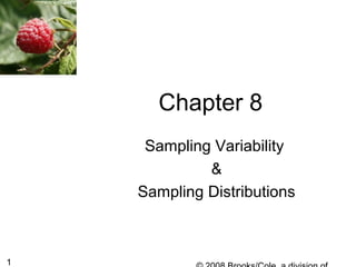 1
Chapter 8
Sampling Variability
&
Sampling Distributions
 