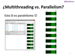 @lluisfranco

¿Multithreading vs. Parallelism?
Esto SI es paralelismo 

17

 