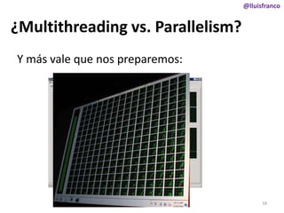 @lluisfranco

¿Multithreading vs. Parallelism?
Y más vale que nos preparemos:

18

 