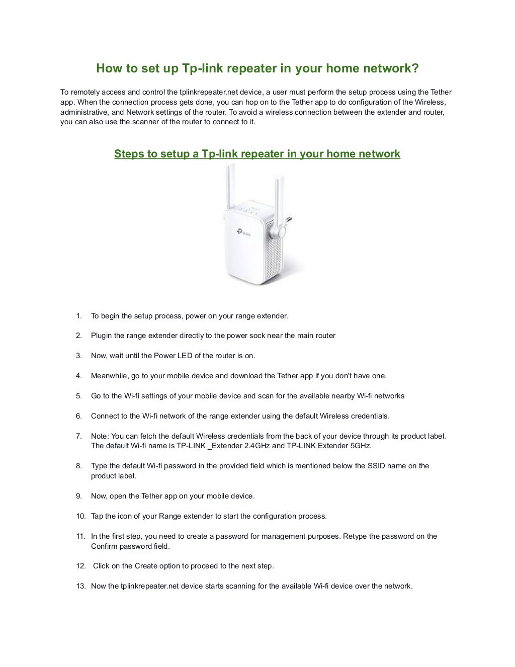 How do I connect my TP Link extender?