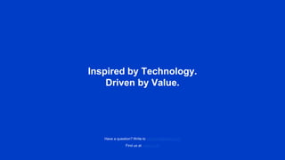Inspired by Technology.
Driven by Value.
Find us at eleks.com
Have a question? Write to eleksinfo@eleks.com
 