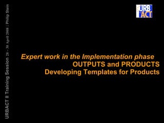 Expert work in the Implementation phase  OUTPUTS and PRODUCTS Developing Templates for Products 
