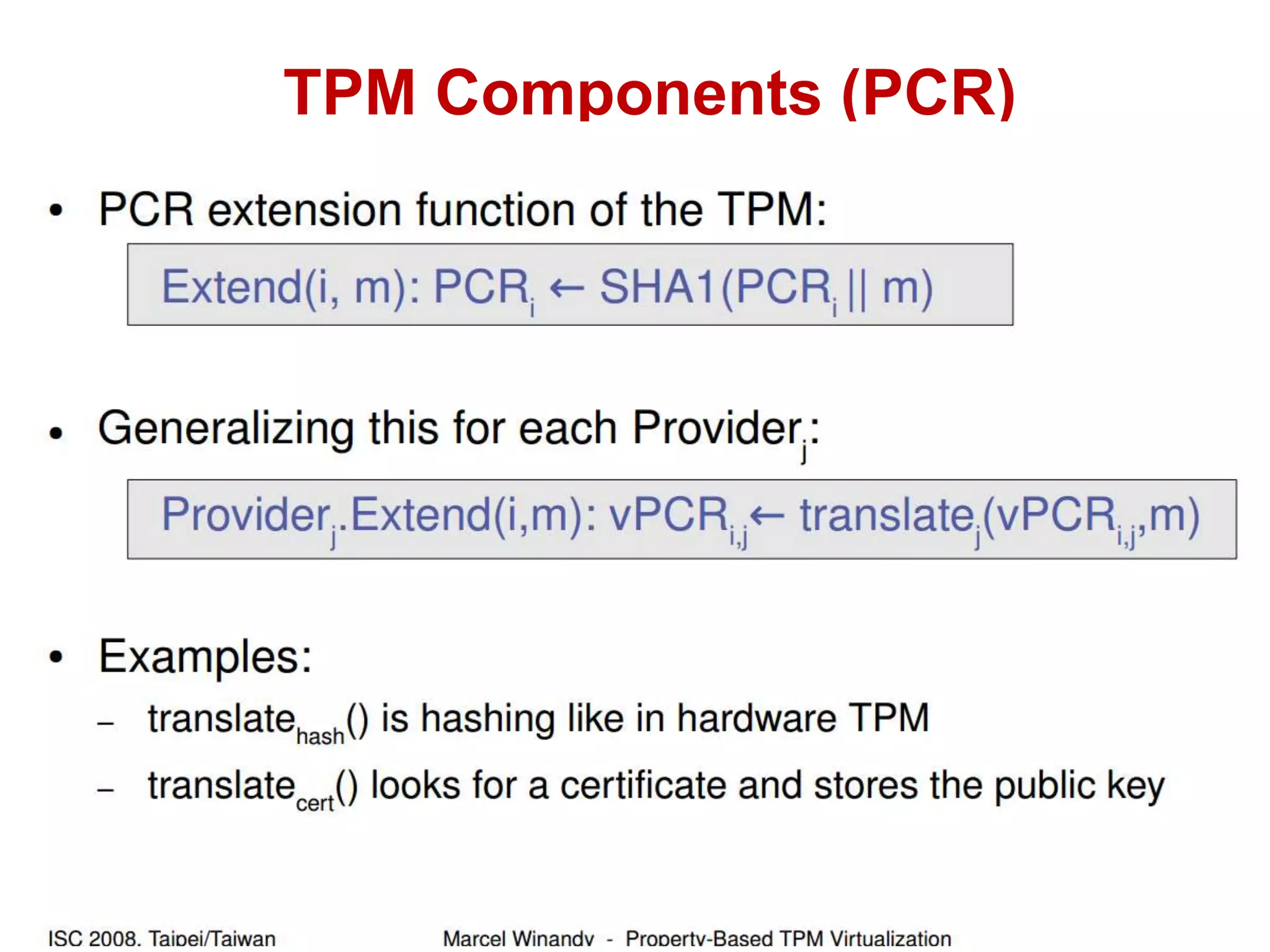 TPM Components (PCR)
 