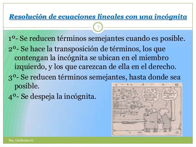 Ecuaciones Lineales con una incognita