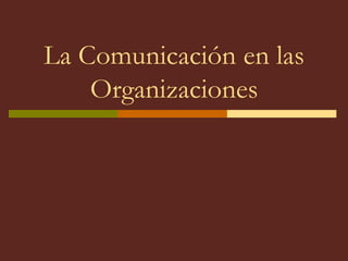 La Comunicación en las
    Organizaciones
 