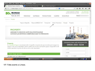 10º: Falta acento a Líneas.