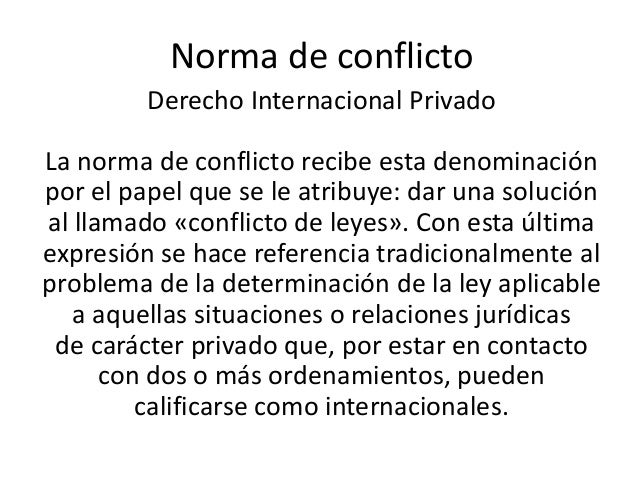 La norma de conflicto
