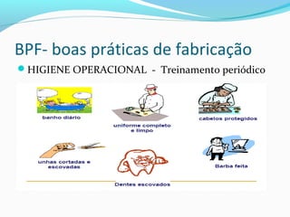 BPF- boas práticas de fabricação
HIGIENE OPERACIONAL - Treinamento periódico
.
 