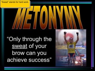 “Sweat” stands for hard work.
 “Sweat” stands for hard work.




     “Only through the
       sweat of your
       brow can you
     achieve success”
 