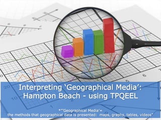 Interpreting ‘Geographical Media’:
Hampton Beach - using TPQEEL
*”’Geographical Media’=
the methods that geographical data is presented: maps, graphs, tables, videos”
 
