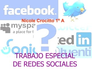 TRABAJO ESPECIAL DE REDES SOCIALES Nicole Crocitto 1º A 