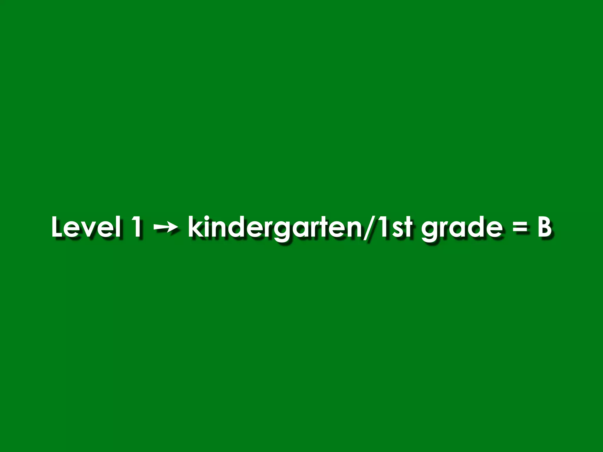 Level 1 ➙ kindergarten/1st grade = B
 
