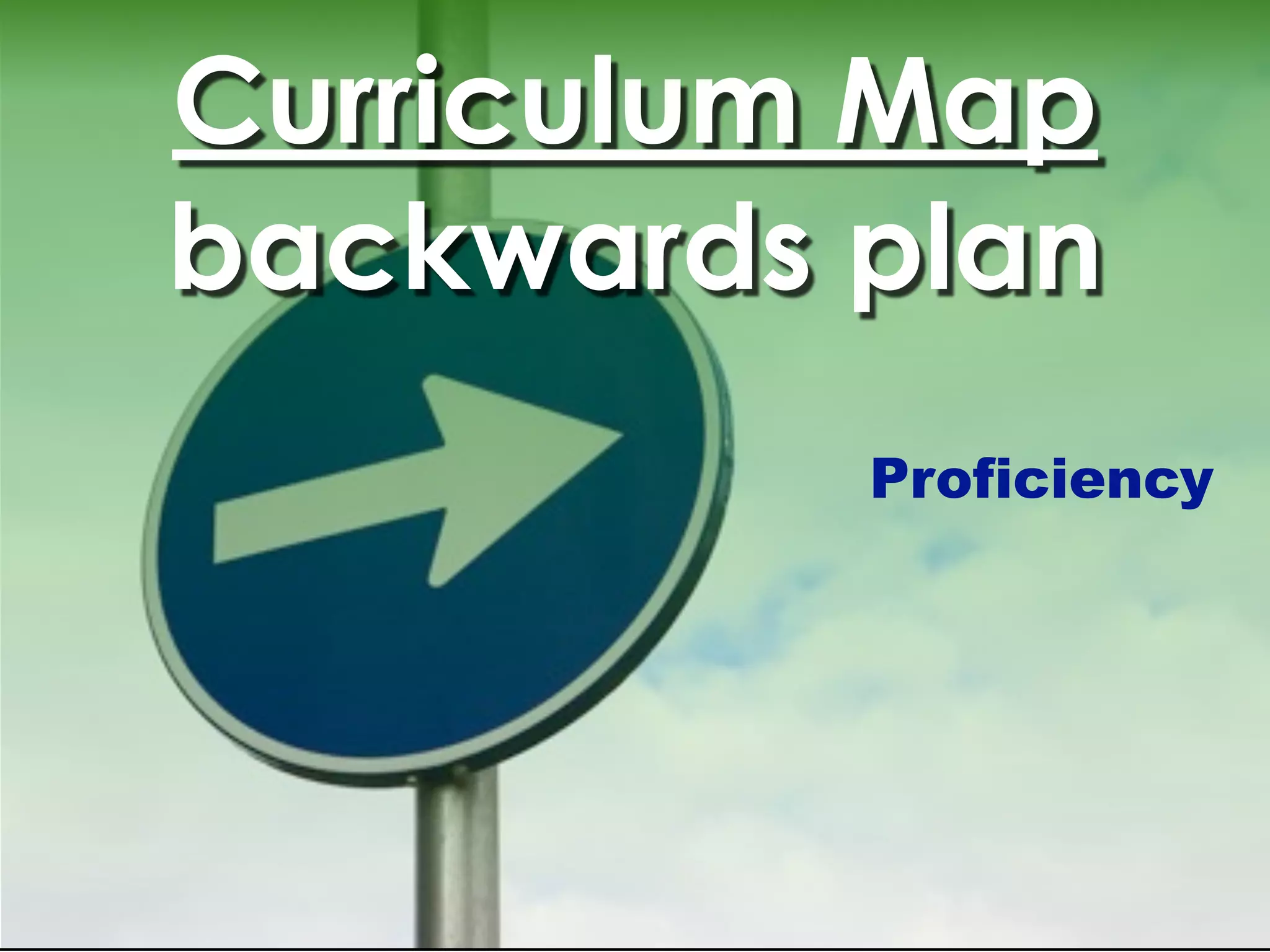 Curriculum Map
backwards plan
          Proficiency
 