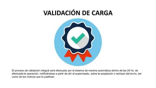 VALIDACIÓN DE CARGA
El proceso de validación integral será efectuado por el sistema de manera automática dentro de las 24 hs. de
efectuada la operación, notificándose a partir de ahí al supervisado, sobre la aceptación o rechazo del envío, así
como de los motivos que lo justifican.
 