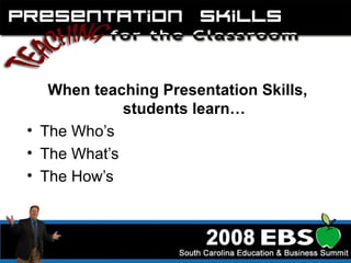 When teaching Presentation Skills, students learn… The Who’s The What’s The How’s 