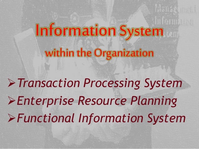 informationsystem withinthe organization transaction processing system enterprise resource planning functional informat