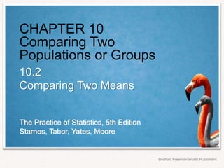 The Practice of Statistics, 5th Edition
Starnes, Tabor, Yates, Moore
Bedford Freeman Worth Publishers
CHAPTER 10
Comparing Two
Populations or Groups
10.2
Comparing Two Means
 
