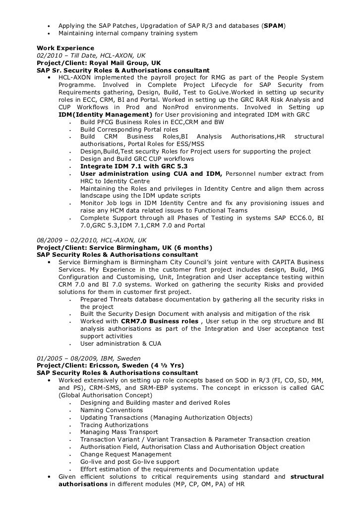 Sample srm resume