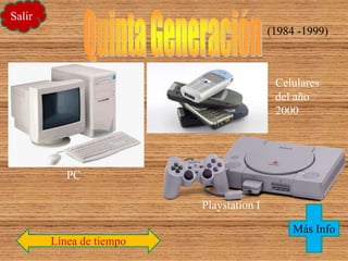 Salir
(1984 -1999)
Playstation I
PC
Línea de tiempo
Más Info
Celulares
del año
2000
 