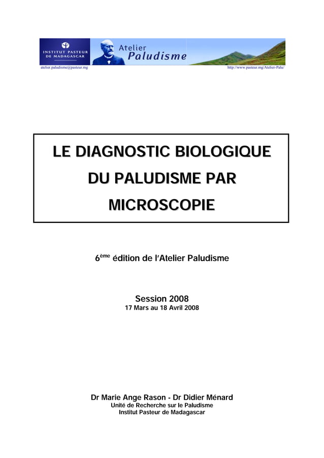 Le diagnostic biologique du paludisme par microscopie | PDF