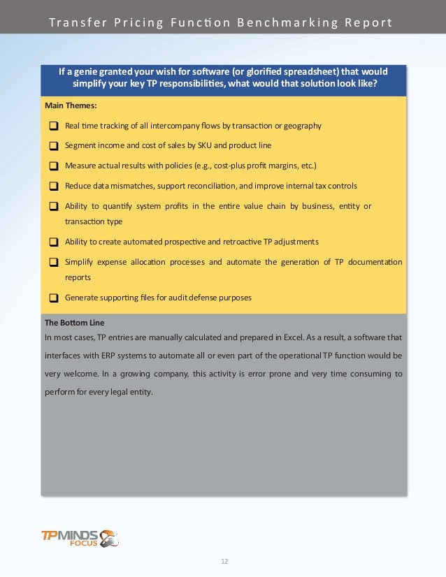 Transfer Pricing Function Benchmarking Report