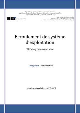 Ecroulement de système
d’exploitation
TP2 de système centralisé
Rédigé par : Lanasri Dihia
Année universitaire : 2012-2013
 