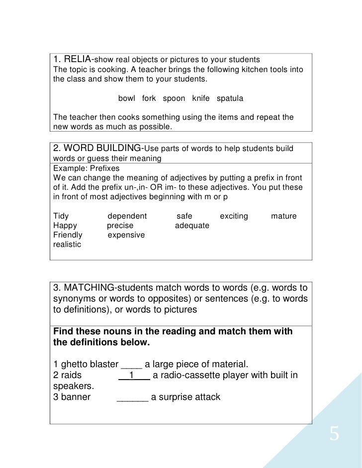 Tp teaching vocabulary lesson plan