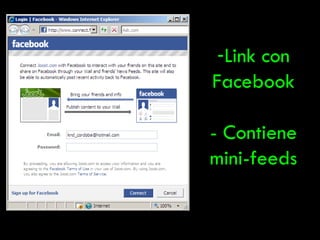 Link con Facebook - Contiene mini-feeds 