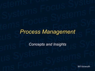 Process Management
  Concepts and Insights


                          Bill Voravuth
 