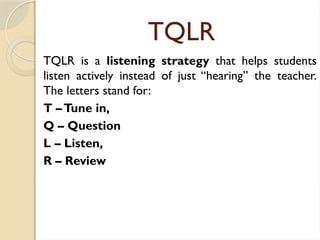 Tql Study Guide Tune In, Questions, Listen and Review technique | PPTX