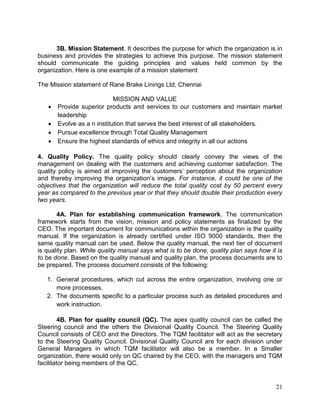 Pollution Reduction Mission Statement Examples Tqm | PDF