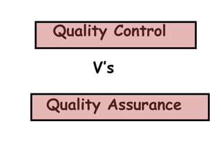 Quality Control
V’s
Quality Assurance

 