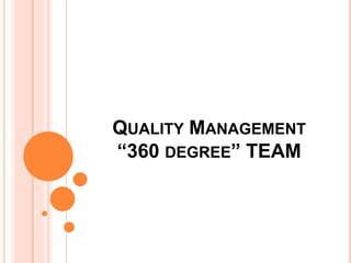 QUALITY MANAGEMENT
“360 DEGREE” TEAM
 