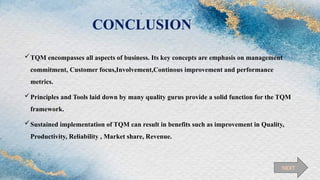 Total Quality Management(Principles)Biotechnology | PPTX