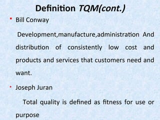 Cont Def UNIT I : INTRODUCTION Introduction-need for quality Evolution of ...