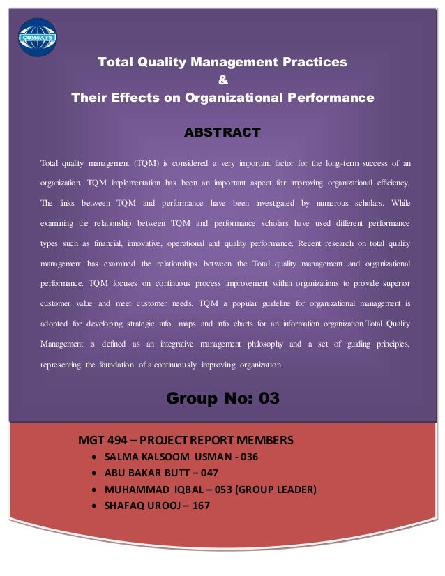 How tqm help an organization to adopt invironment change by
