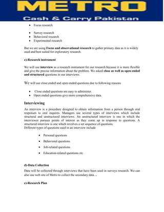Information Technology of Metro (MCC)-  TQM
