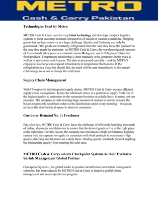 Information Technology of Metro (MCC)-  TQM