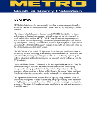 Information Technology of Metro (MCC)-  TQM