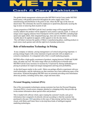 Information Technology of Metro (MCC)-  TQM