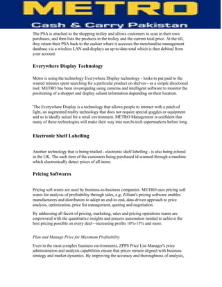 Information Technology of Metro (MCC)-  TQM