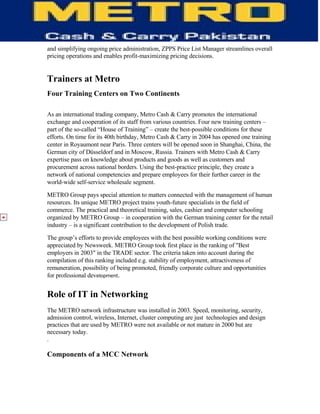 Information Technology of Metro (MCC)-  TQM