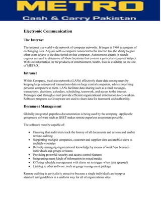 Information Technology of Metro (MCC)-  TQM